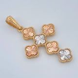 Dije Cruz Trebol 4.4gr / 4.2cm-Tres Oros 18K &