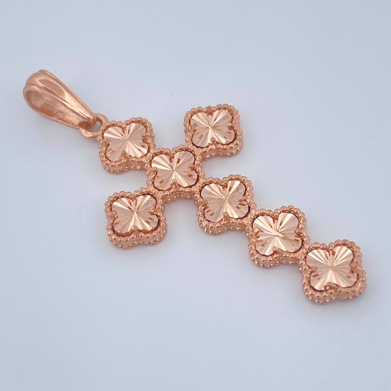 Dije Cruz Trebol 5gr / 4.9cm-Oro Rosa 18K &
