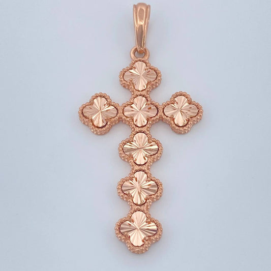Dije Cruz Trebol 5gr / 4.9cm-Oro Rosa 18K &