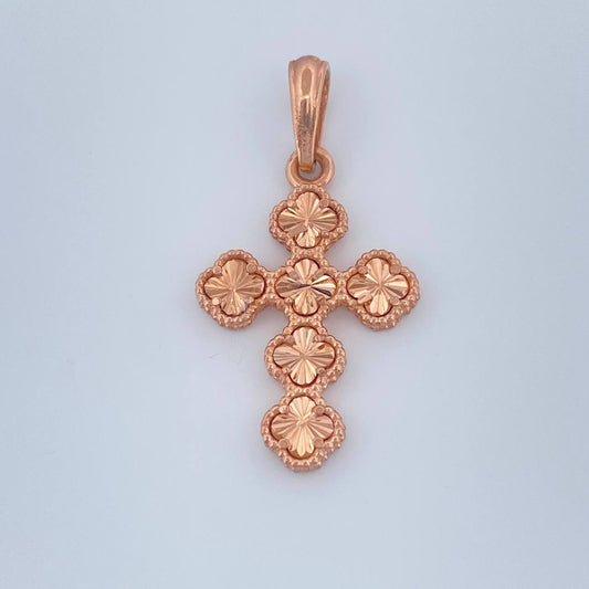 Dije Cruz Trebol 2.4gr / 3cm-Oro Rosa 18K &