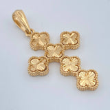 Dije Cruz Trebol 4.25gr / 4.2cm-Oro Amarillo 18K &
