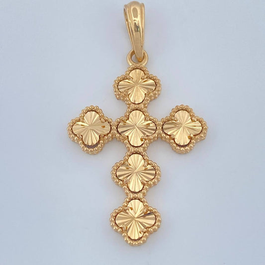Dije Cruz Trebol 4.25gr / 4.2cm-Oro Amarillo 18K &