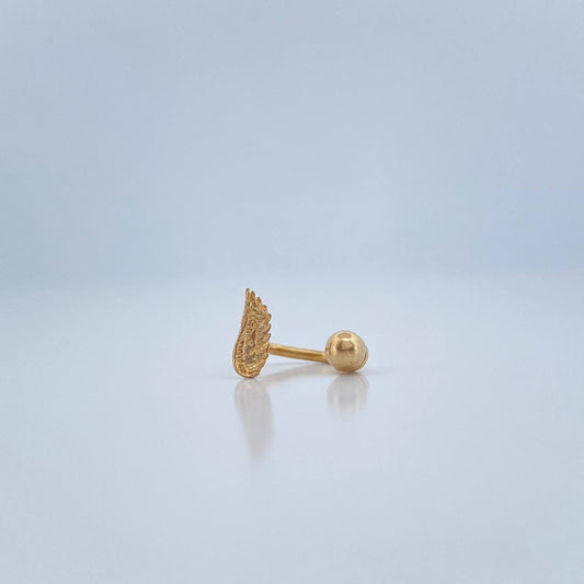 Piercing Curvo Hoja 0.4gr / 1cm / Oro Amarillo 18K &
