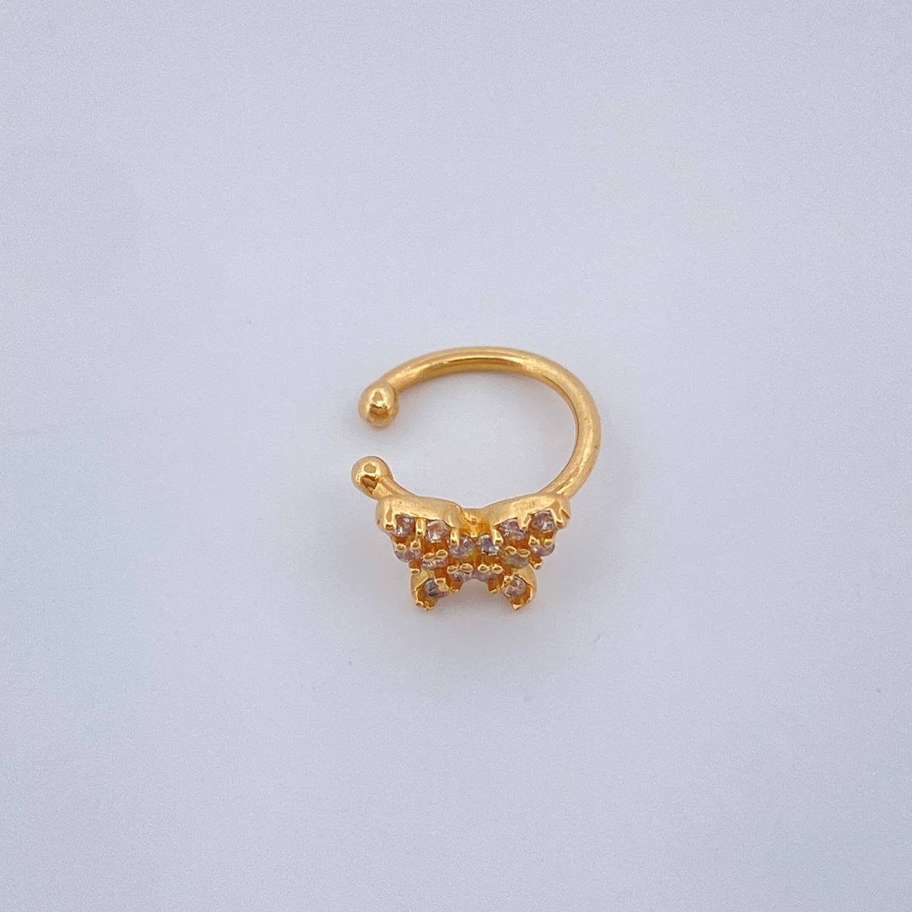 Piercing Earcuff Simulador Mariposa 0.65gr / 0.9cm / Oro Amarillo 18K &