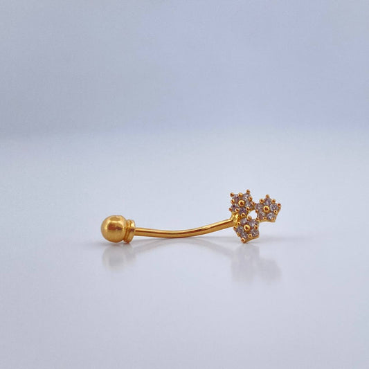 Piercing Ombligo Flores 0.5gr / 2cm / Oro Amarillo 18K &