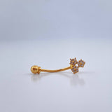 Piercing Ombligo Flores 0.5gr / 2cm / Oro Amarillo 18K &