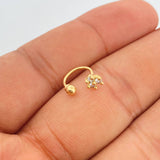 Piercing Curvo Flor 0.65gr / 1cm / Oro Amarillo 18K &