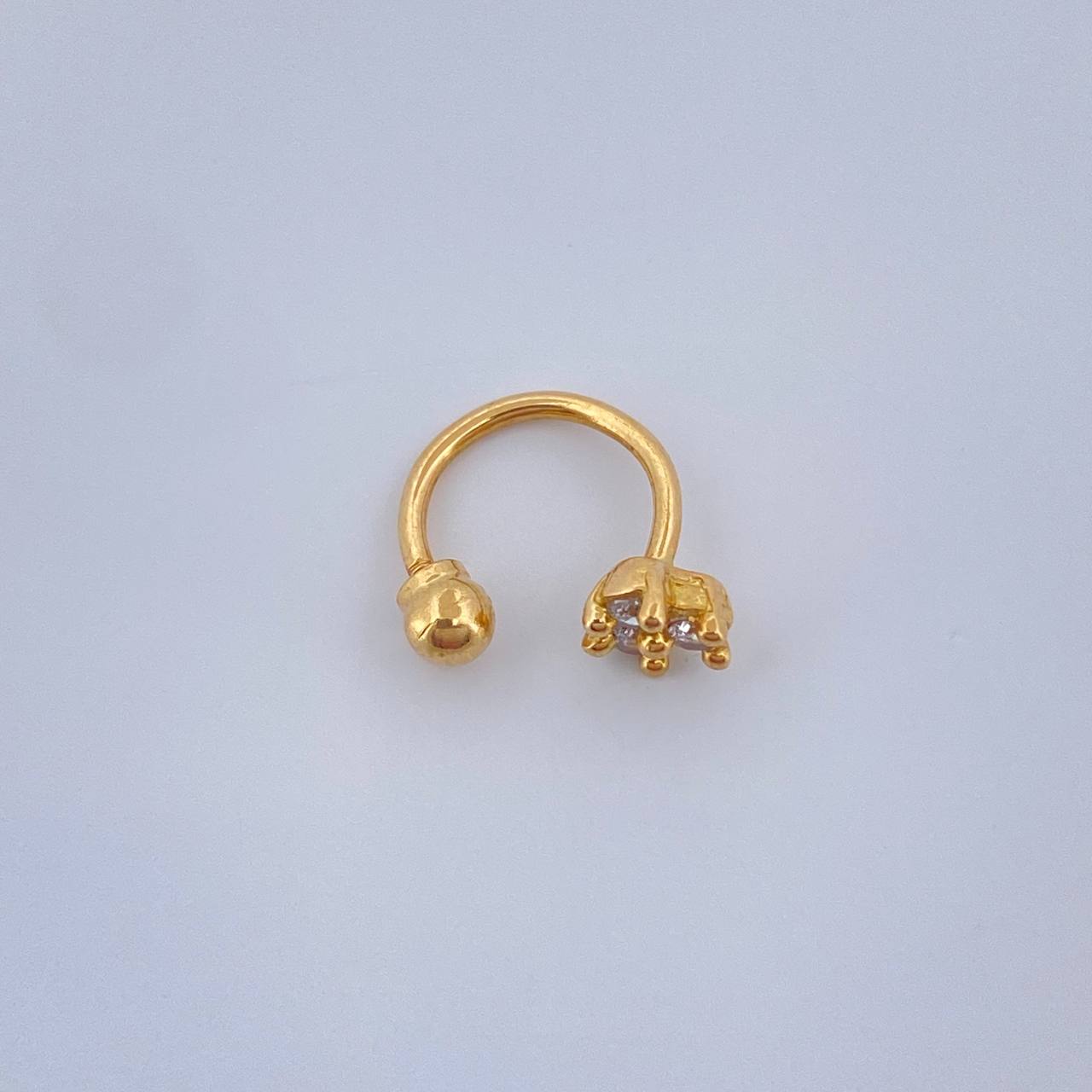 Piercing Curvo Flor 0.65gr / 1cm / Oro Amarillo 18K &