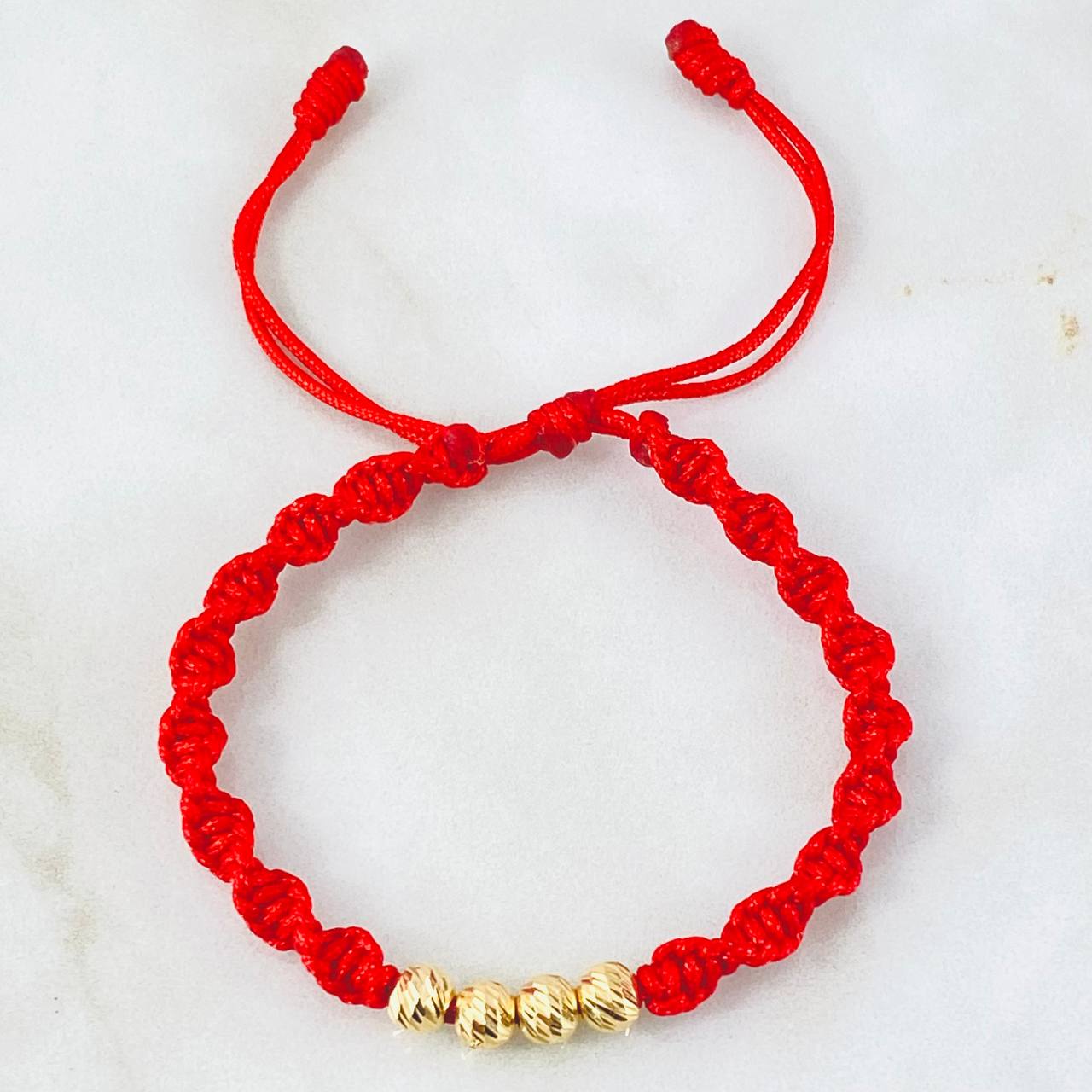 Pulsera Roja Bolas 0.75gr / Oro Amarillo 18K (A.C)
