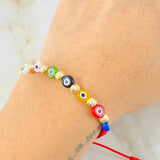 Pulsera Roja Ojos Turcos Colores 1.25gr / Oro Amarillo 18K (A.C)