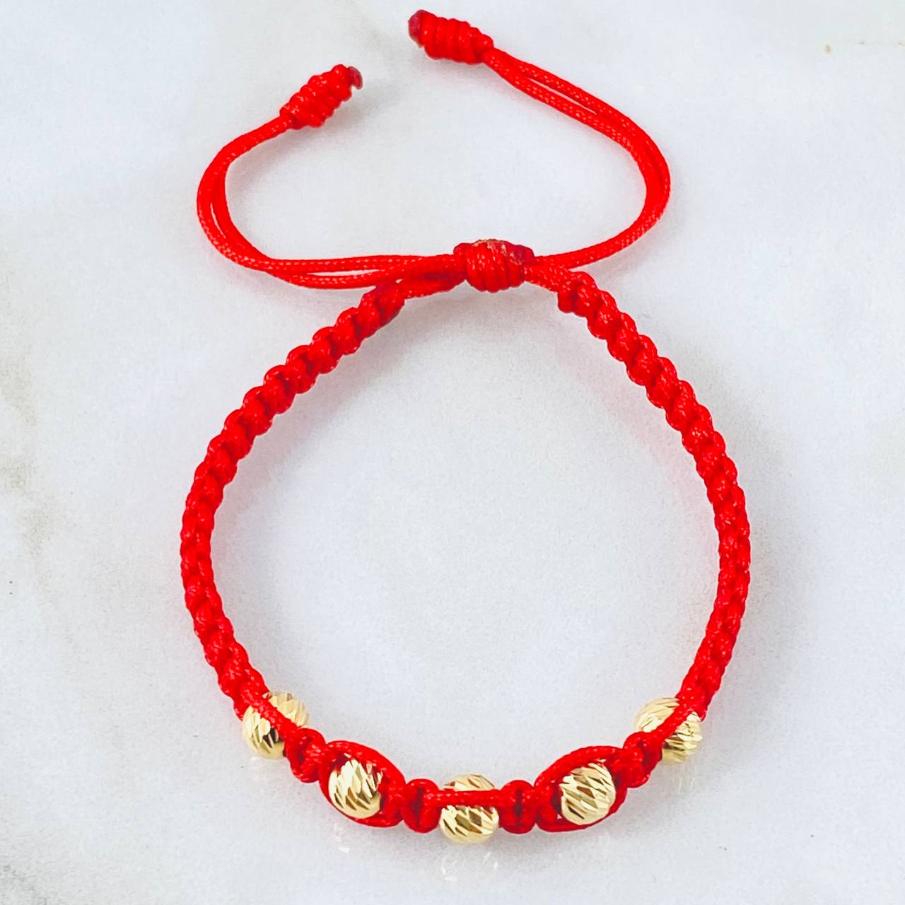 Pulsera Roja Bolas 0.9gr / Oro Amarillo 18K (A.C)