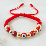 Pulsera Roja Ojos Turcos 1.25gr / Oro Amarillo 18K (A.C)
