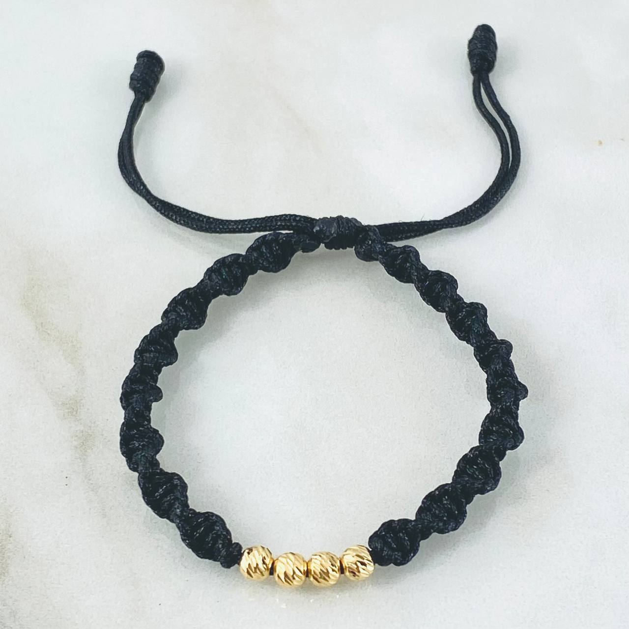 Pulsera Negra Bolas 0.45gr / Oro Amarillo 18K (A.C)