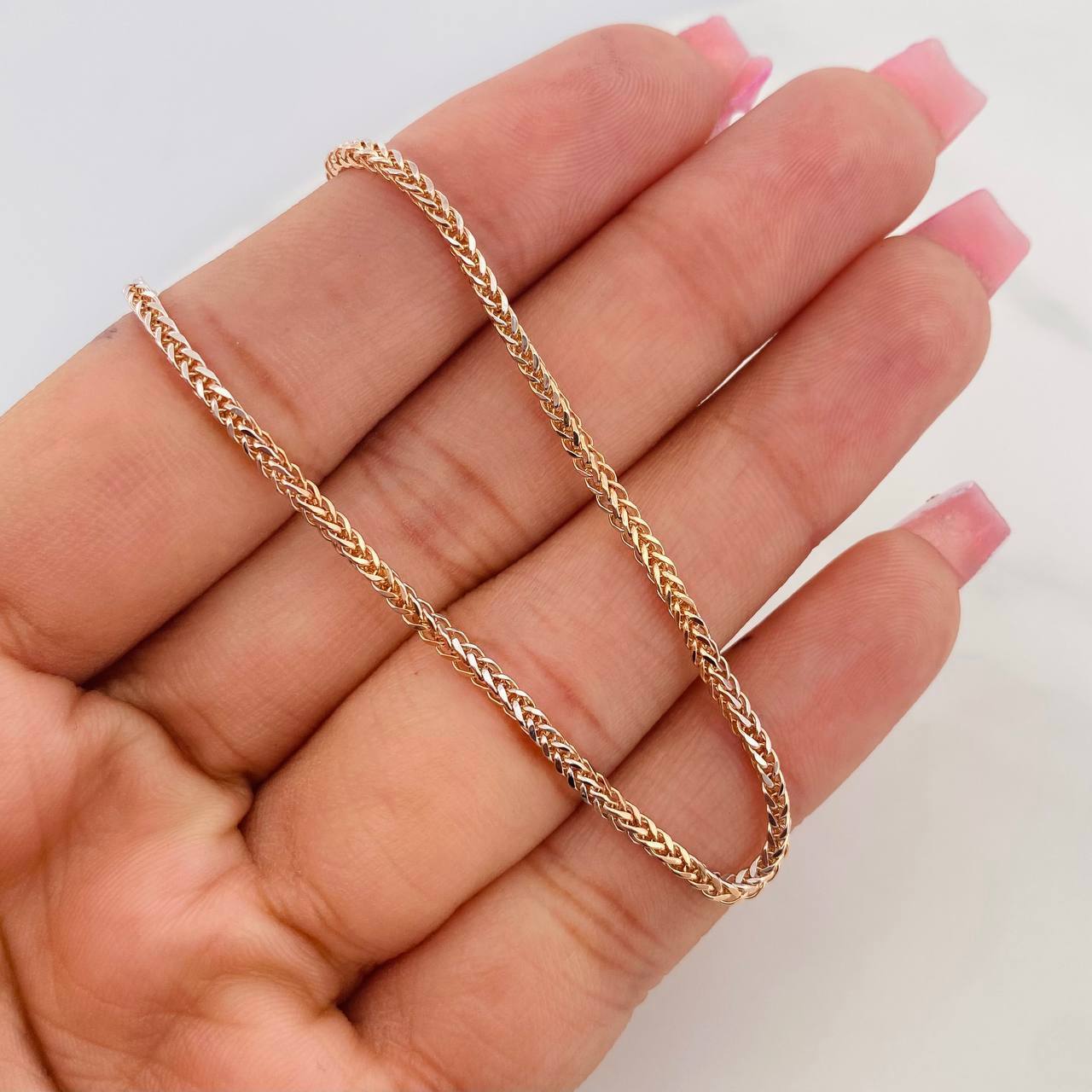 Cadena Franco 5.45g / 60cm / 1.5mm Dos Oros Blanco Rosa 18K