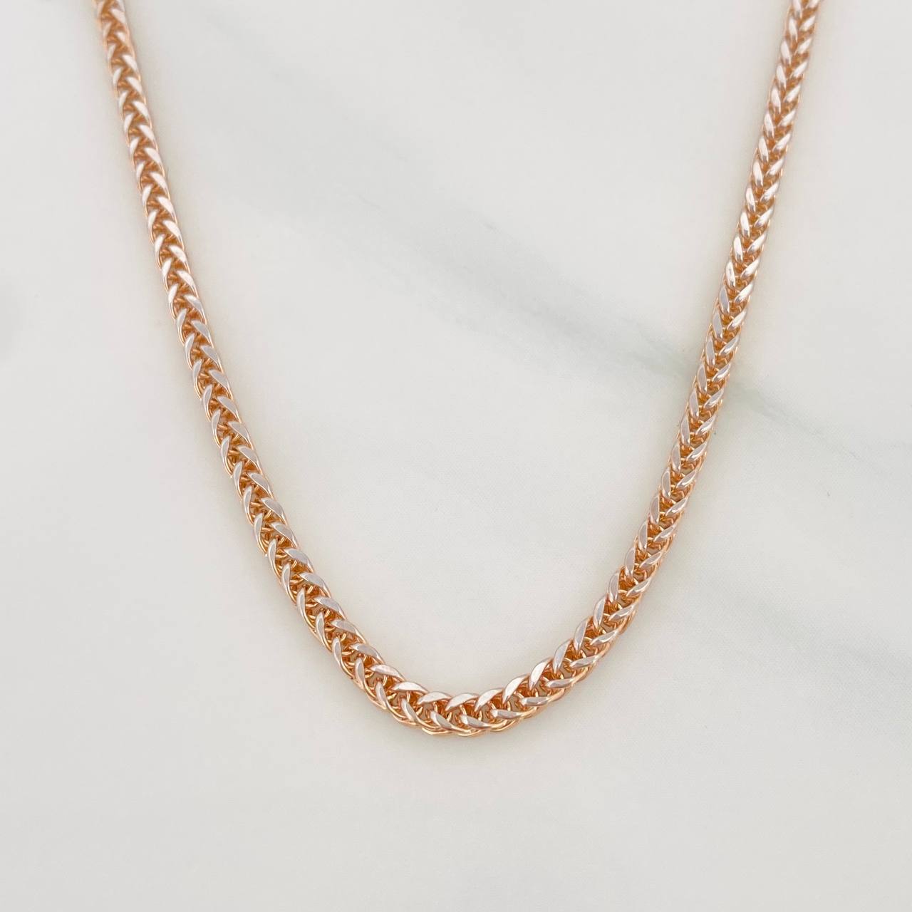 Cadena Franco 5.45g / 60cm / 1.5mm Dos Oros Blanco Rosa 18K