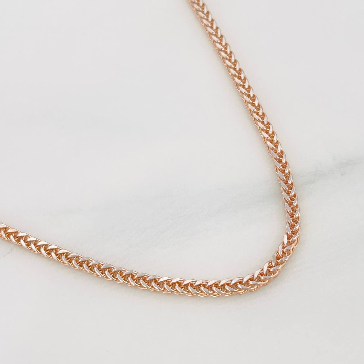 Cadena Franco 5.45g / 60cm / 1.5mm Dos Oros Blanco Rosa 18K