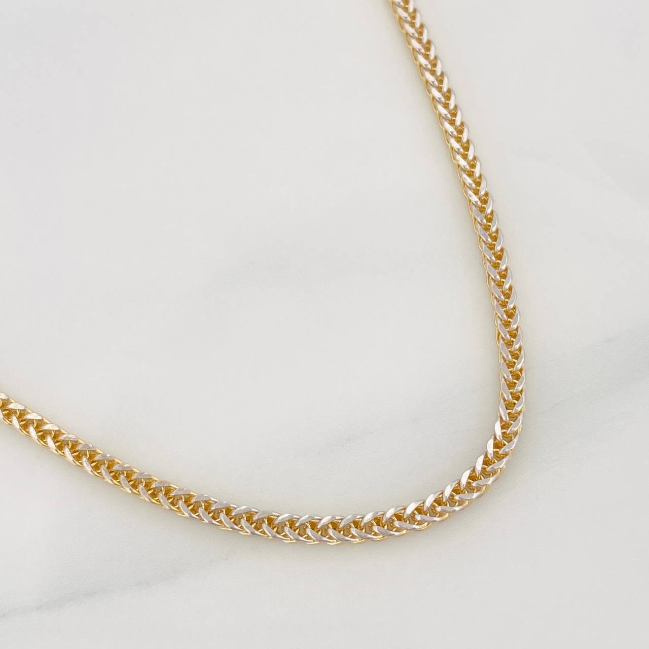 Cadena Franco 5.5g / 60cm / 1.54mm Dos Oros Amarillo Blanco 18K