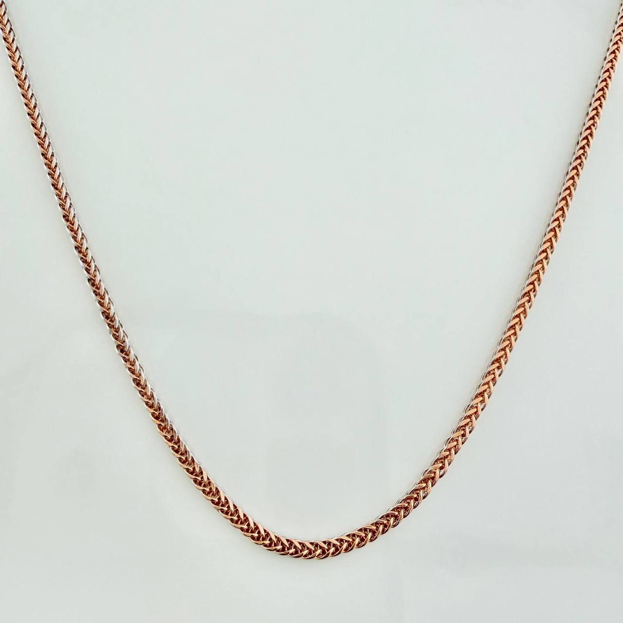 Cadena Franco 3.55gr / 60cm / 1.35mm Dos Oros Blanco Rosa +3 18K $