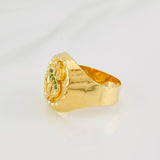 Anillo Sello Bordeado Signo Peso 3.75g / T9 Oro Amarillo 18K