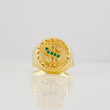 Anillo Sello Bordeado Signo Peso 3.75g / T9 Oro Amarillo 18K