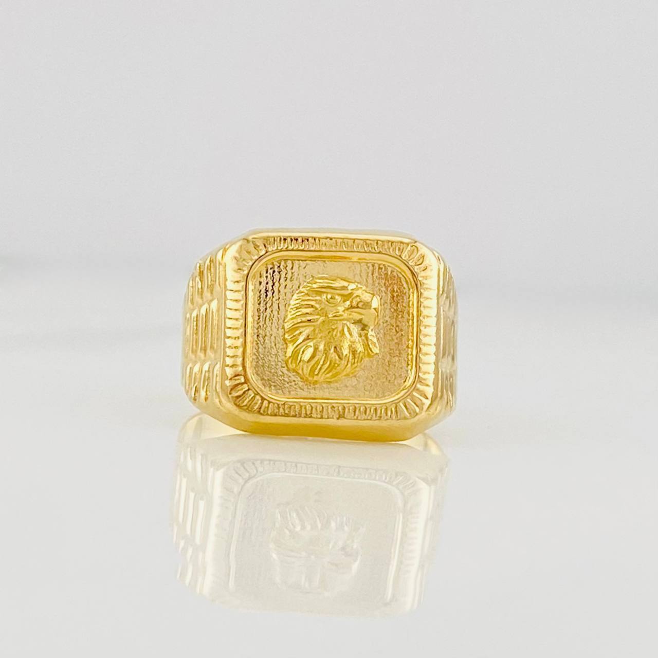 Anillo Sello Bordeado Aguila 3.75g / T10 1/4 Oro Amarillo 18K