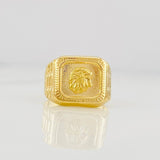 Anillo Sello Bordeado Aguila 3.75g / T10 1/4 Oro Amarillo 18K