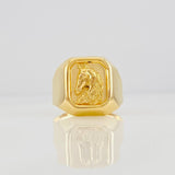 Anillo Sello Caballo 3.9g / T10 Oro Amarillo 18K