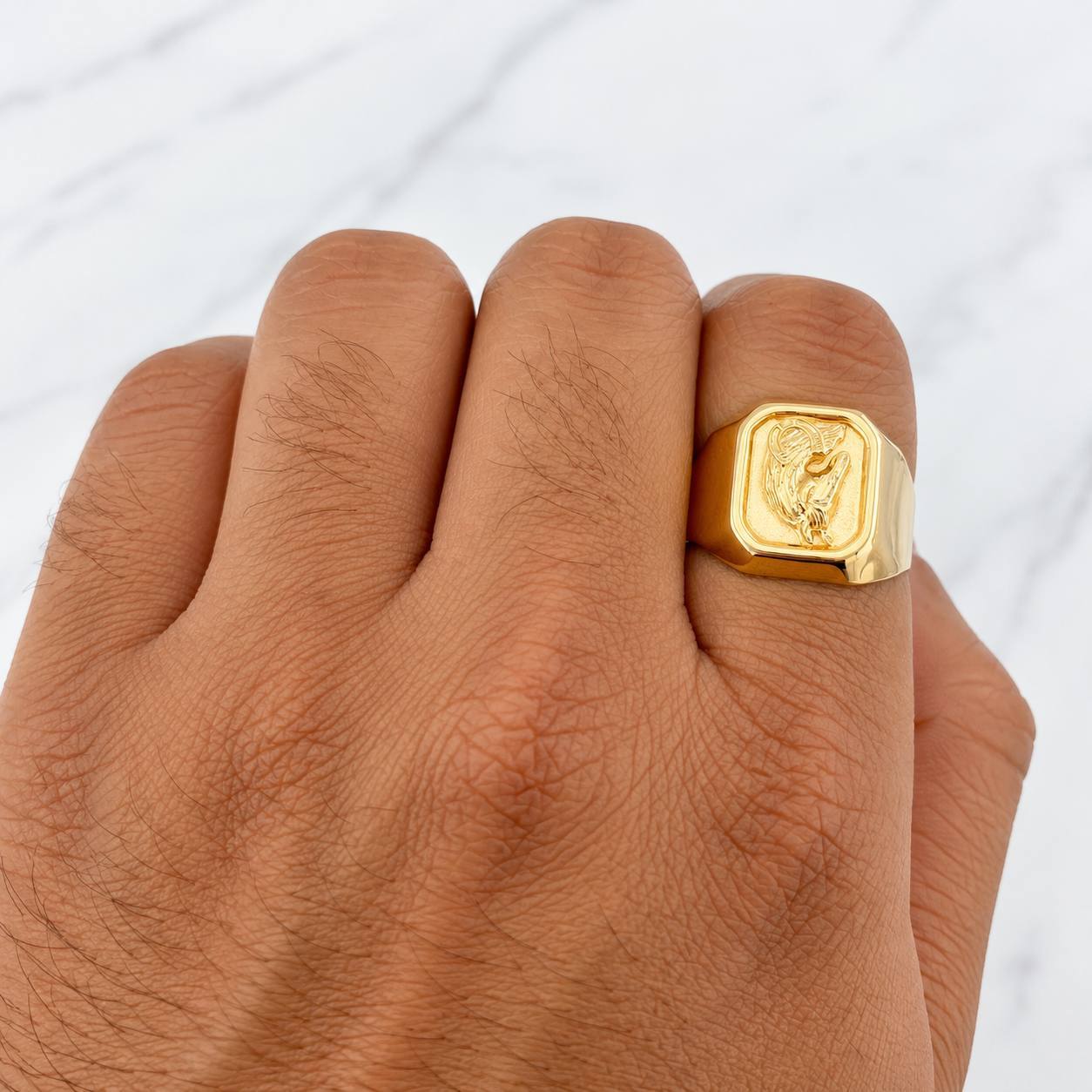 Anillo Sello Caballo 3.9g / T10 Oro Amarillo 18K
