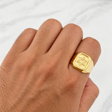 Anillo Sello Estrella David 3.45g / T10 Oro Amarillo 18K