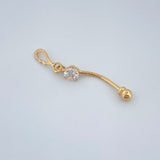 Piercing Ombligo Ala 0.6gr / 3cm / Oro Amarillo 18K $