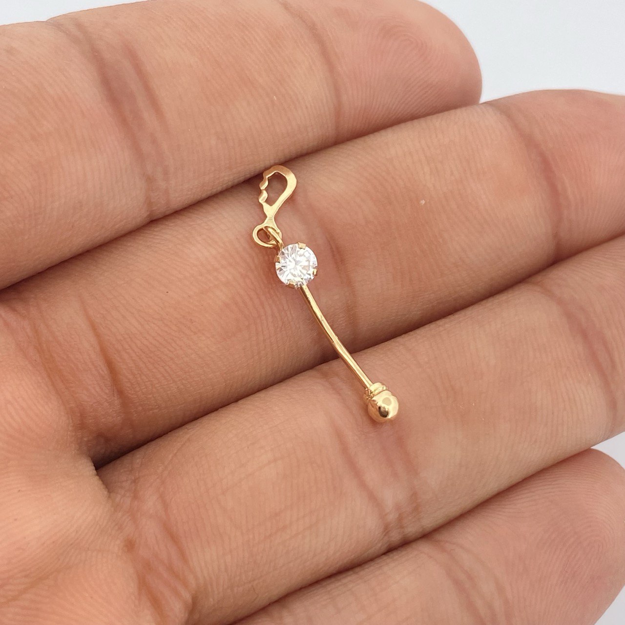 Piercing Ombligo Ala 0.6gr / 3cm / Oro Amarillo 18K $