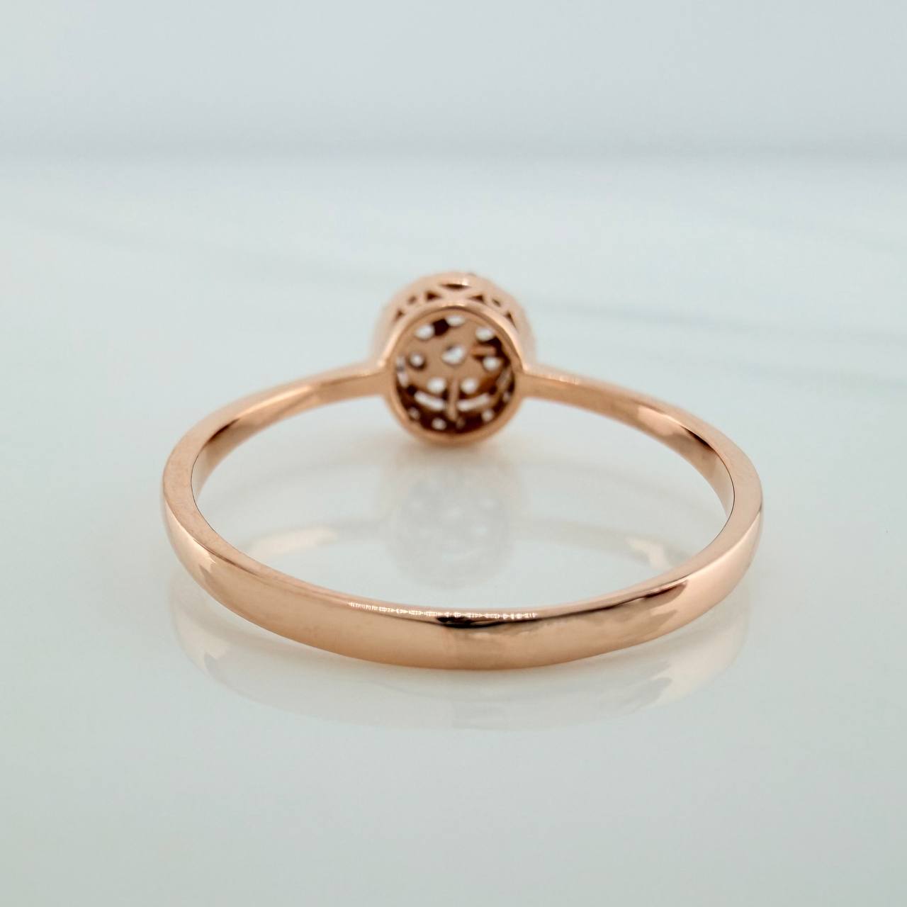 Anillo Solitario Halo 1.8gr / T7 / Oro Rosa 18K &