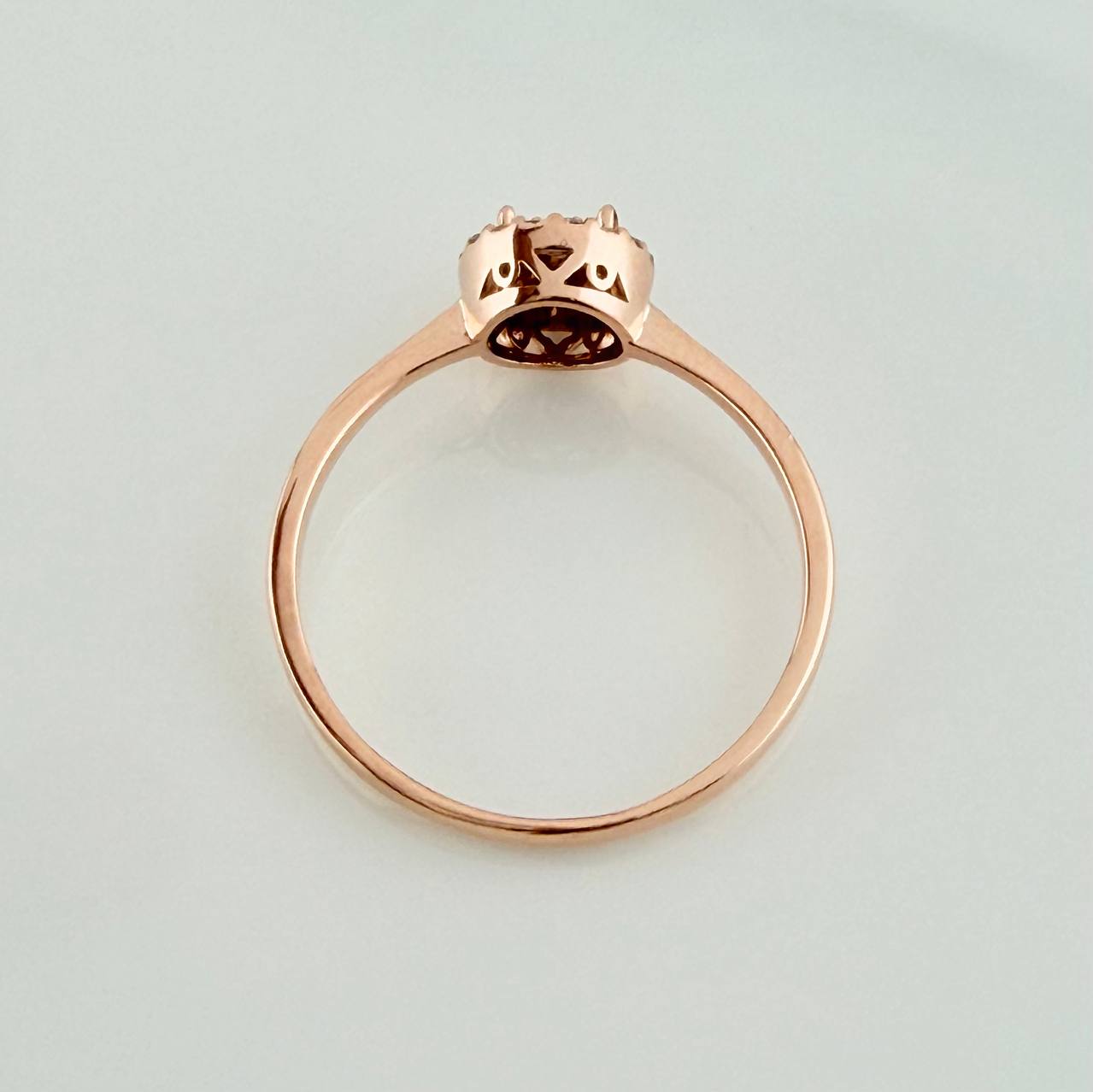 Anillo Solitario Halo 1.8gr / T7 / Oro Rosa 18K &