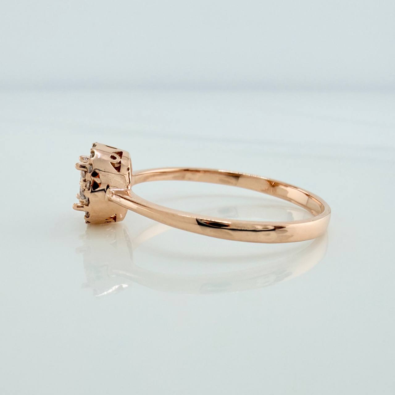 Anillo Solitario Halo 1.8gr / T7 / Oro Rosa 18K &