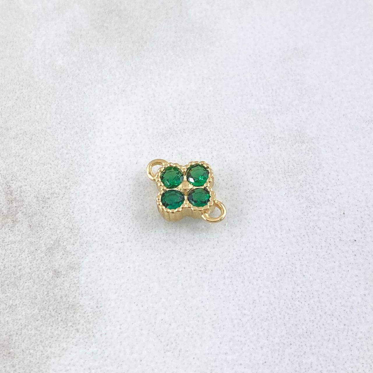 Herraje Flor Punteada 0.75gr / 1cm / Circones Verdes Oro Amarillo 18K ©