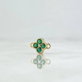 Herraje Flor Punteada 0.75gr / 1cm / Circones Verdes Oro Amarillo 18K ©