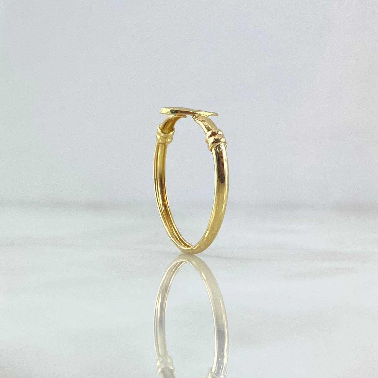 Anillo Sello Virgen Milagrosa 1.2gr / T7 3/4 / Nudo Liso Oro Amarillo 18K *