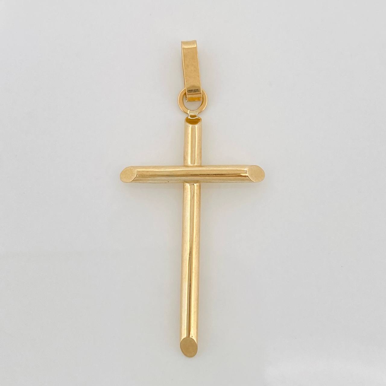 Dije Cruz Puntas Planas 1.3gr / 4cm / Oro Amarillo 18K &