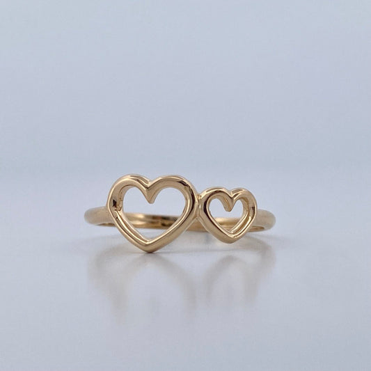 Anillo Doble Corazon 1.3gr / T4 3/4 / Oro Amarillo 18K $