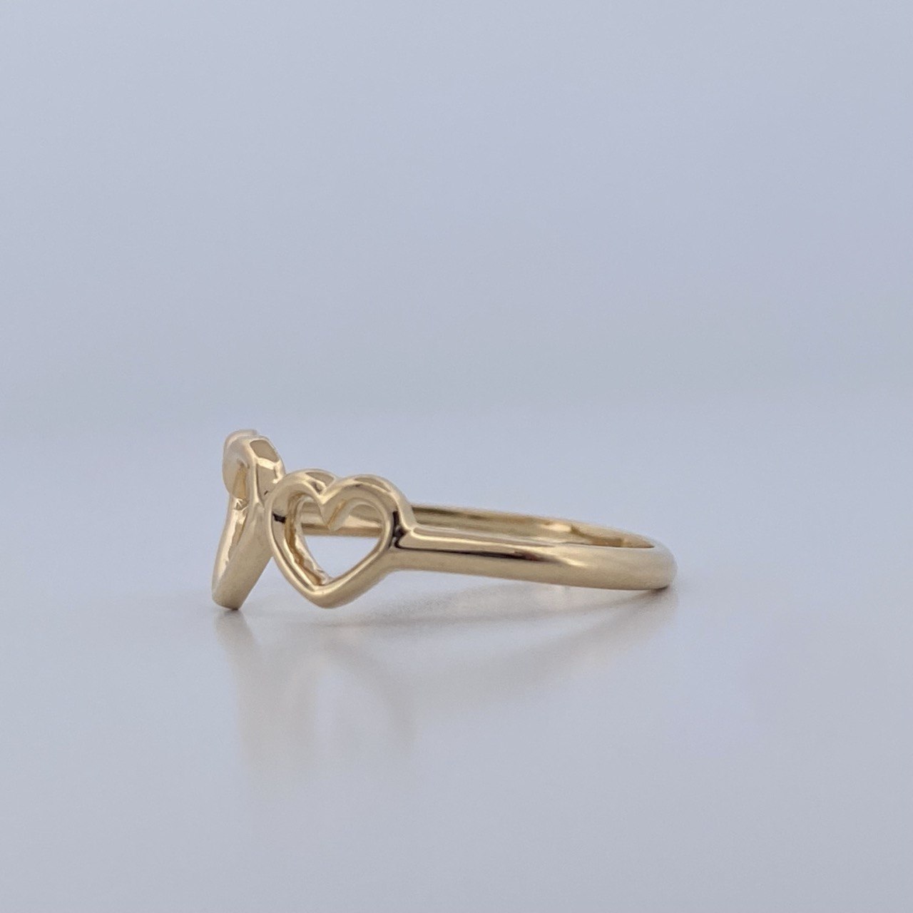 Anillo Doble Corazon 1.3gr / T4 3/4 / Oro Amarillo 18K $