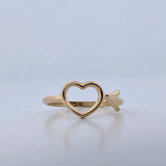 Anillo Corazon Flecha 1.35gr / T5 1/2 / Oro Amarillo 18K $