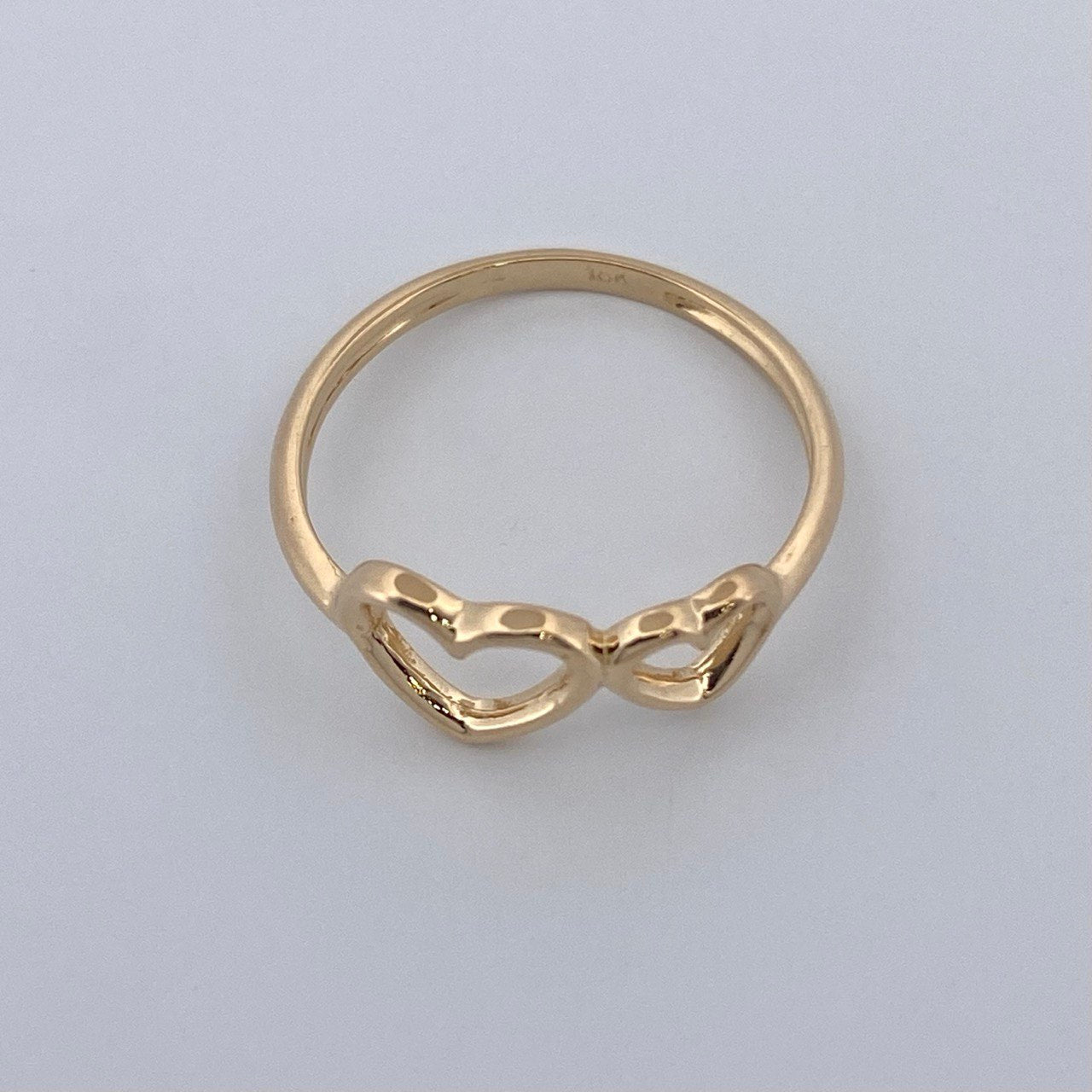 Anillo Doble Corazon 1.3gr / T4 3/4 / Oro Amarillo 18K $