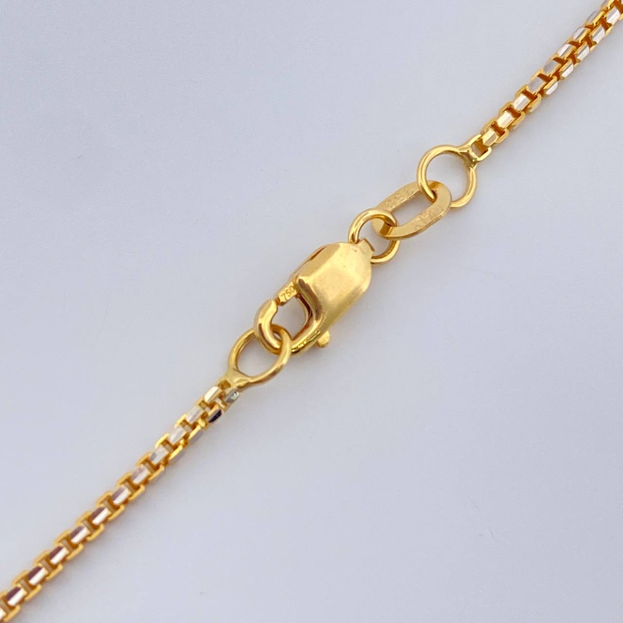Cadena Veneciana 4.9gr / 40.2cm / Dos Oros Amarillo Blanco +3 18K +