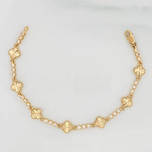 Pulso Halo Trebol 7g / 17.05cm / 2.45mm Oro Amarillo 18K