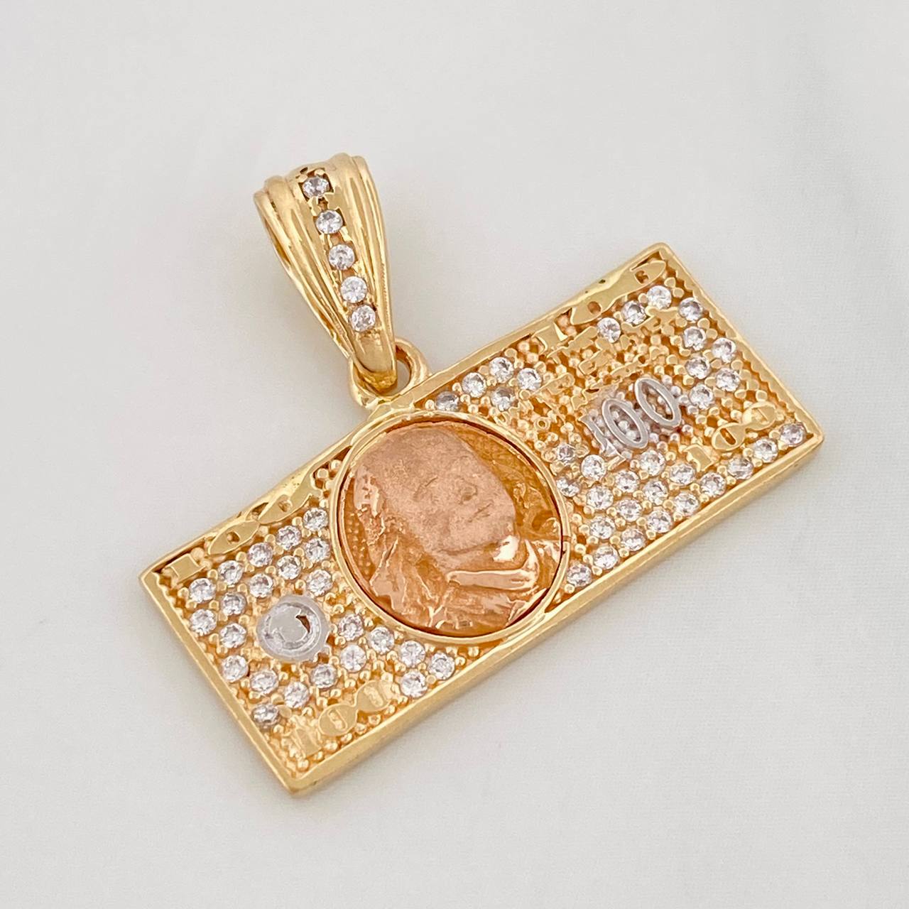 Dije One Dolar 3.65g / 3.05cm Tres Oros Amarillo Blanco 18K