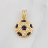 Dije Balon Futbol 2.5g / 2.03cm Dos Oros Negro Amarillo 18K