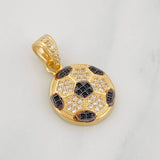 Dije Balon Futbol 2.5g / 2.03cm Dos Oros Negro Amarillo 18K