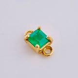 Herraje Rectangulo Cuatro Garras 60pts Esmeralda 0.45gr / 1cm / Oro Amarillo 18K