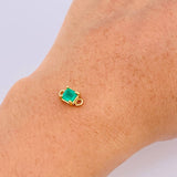 Herraje Rectangulo Cuatro Garras 60pts Esmeralda 0.5gr / 1cm / Oro Amarillo 18K