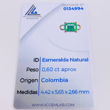 Herraje Rectangulo Cuatro Garras 60pts Esmeralda 0.45gr / 1cm / Oro Amarillo 18K